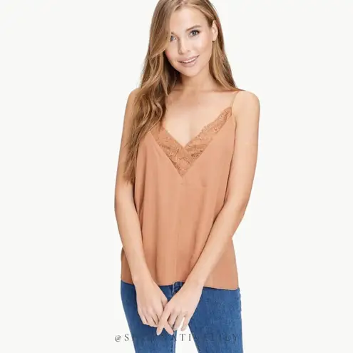 White Birch NWT Women's Lace V-Neck Adjustable Tank Top Sz Medium, Rust Orange