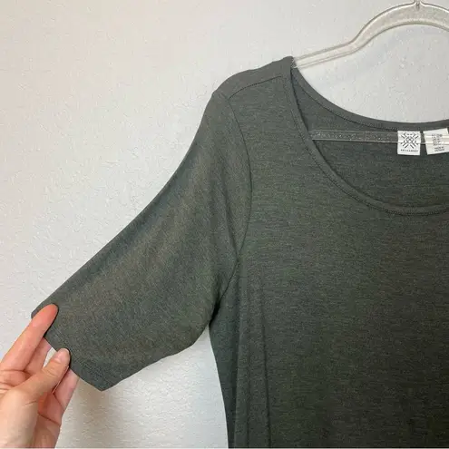 Artisan NY Women's Heathered Olive Green Short Sleeve Short Dress Size M