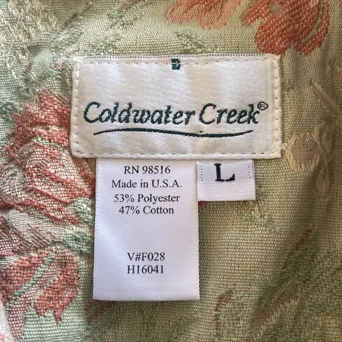 Coldwater Creek  Button Down Green Floral Jacket Size Large