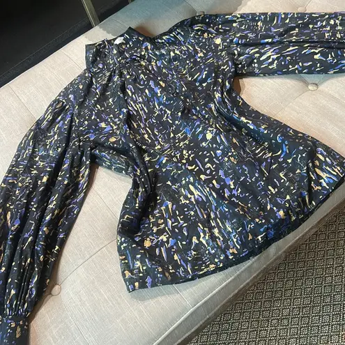 Hunter Bell New York Pleated Mock-neck Blouse Size Small