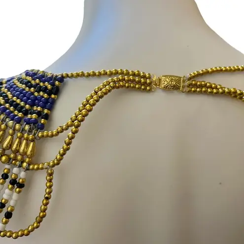 Ancient Egyptian Revival Beaded Scarab Collar
Necklace Handmade Statement Piece Gold