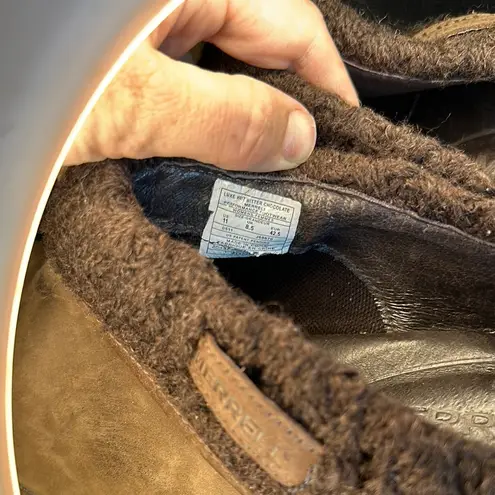 Merrell Leather Women’s Luxe Knit Mules in Bitter Chocolate Size 11 Used
