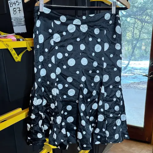 NWT INC International Concepts 100% Silk Black & White Polka Dot Skirt Size 8
