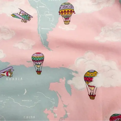 BedHead Pajamas PJs Map Print Hot Air Balloon World Travel Organic Cotton Jersey Pink Size 3X