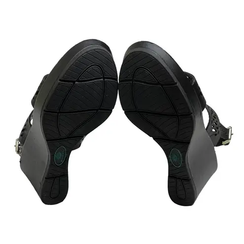 Montana West new Montana ☀︎︎ Artisan Laser Cut Platform Wedge Heel Sandals ☀︎︎ Black Leather