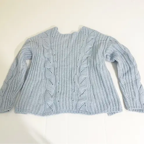 Anthropologie  Ramona Cable Knot Crop Sweater Blue, XS