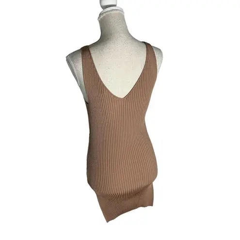 Babaton Aritizia Sculpt Ribbed Knit Double V Neck Tank mini Dress