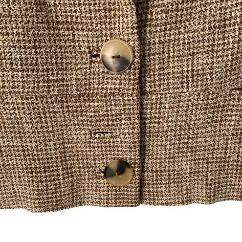 Marni Milano Linen Wool Blend Crop Blazer Jacket Brown Cream size 42 Large