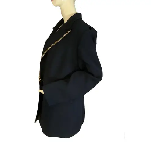 VINTAGE 1990'S GIOVANNA BLACK W/ GOLD GREEK KEY DESIGN COCKTAIL BLAZER (18)