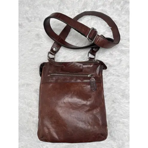 Y2K Lip Pell Italy Brown Genuine Leather Crossbody Bag Messenger Style