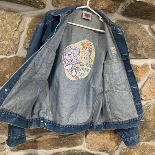 Brighton Y2K Blue Embroidered Patch Heart Denim  Jacket