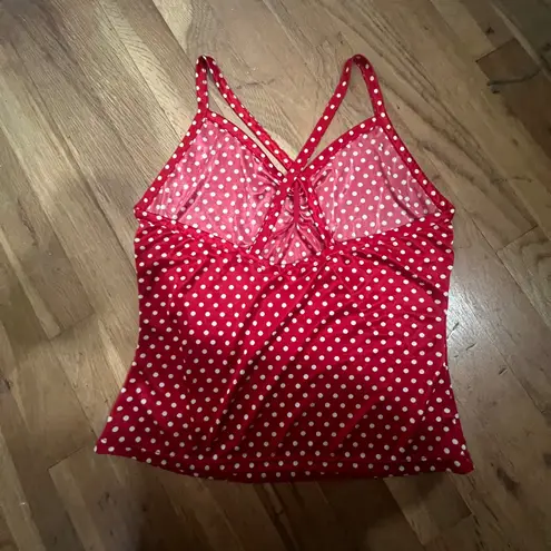 Silky Red Tank Top with White Polka Dots Crop Top Size Large Y2K Camisole
