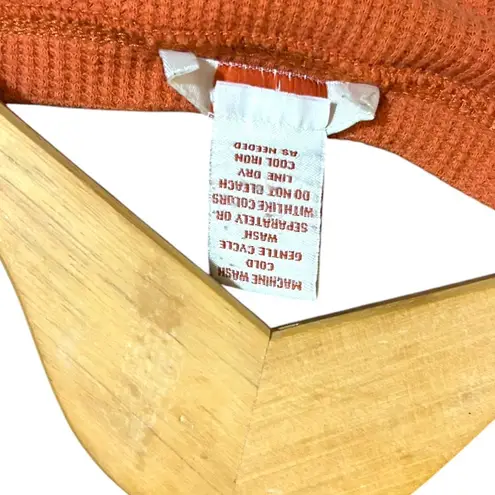 SUNDANCE Orange Waffle Thermal Long Sleeve Henley Tee Layering Casual Medium