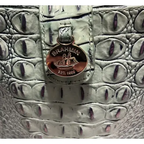 Brahmin Marley Blue Green Melbourne Croc Embossed Leather Crossbody Bag NWOT