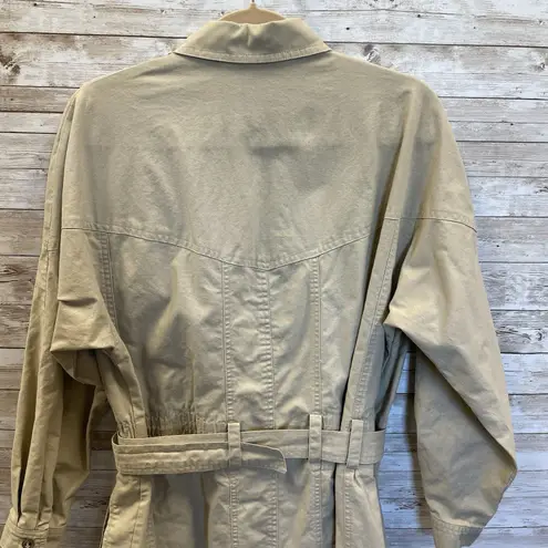 Vintage Together Clothing Co Womens 10M Dress 1980s Cotton Safari Khaki Belt Tan Size 10