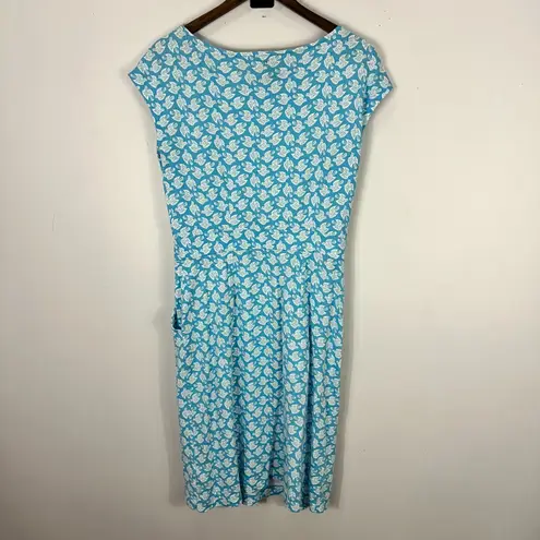 Boden Sheath Dress Womens 8 Blue Bird Dove Print Whimsical Costal Preppy Cotton
