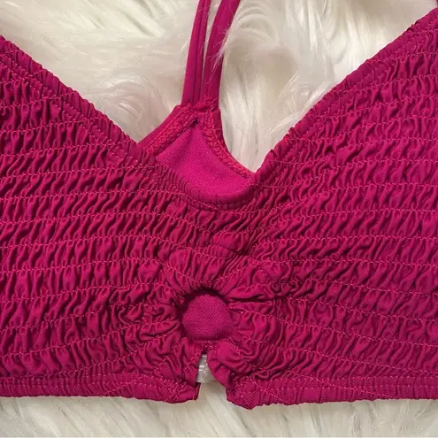 The Bikini Lab Smocked Bralette Bikini Top Raspberry Pink