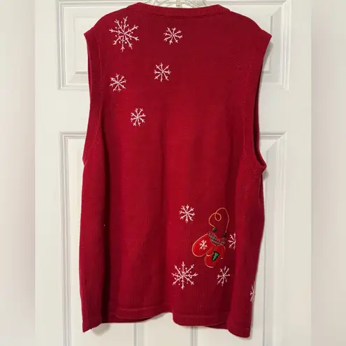 Vintage Basic Editions Christmas Skates Gloves Snowflakes Holiday Vest Plus 1X Red