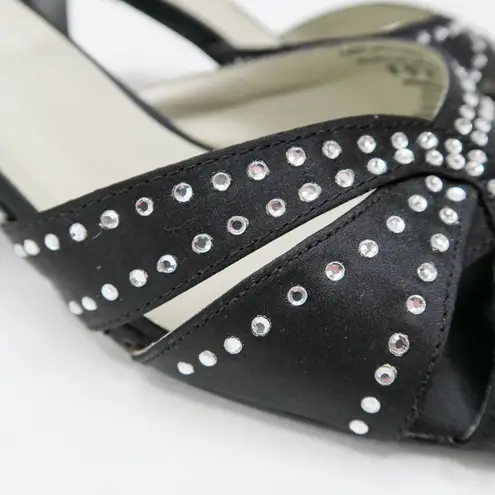 Metaphor Vintage Y2K Black Satin Rhinestone Heels