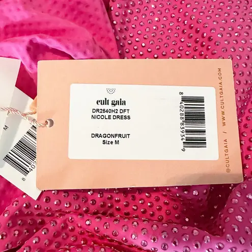 Cult Gaia Nicole Cut Out Embellished Mini Dress Size Medium Dragon Fruit
