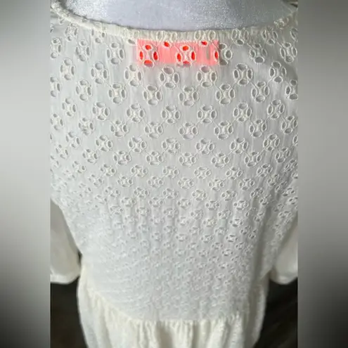 Ba&sh cream lace Pleated 3/4 Sleeve summer cotton Mini Dress