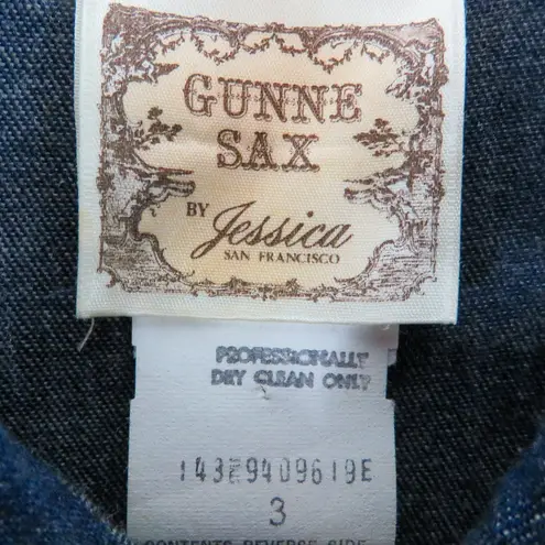 Gunne Sax 1970s Vintage Blue Denim Calico Floral Trim Maxi Dress Prairie Dress 3