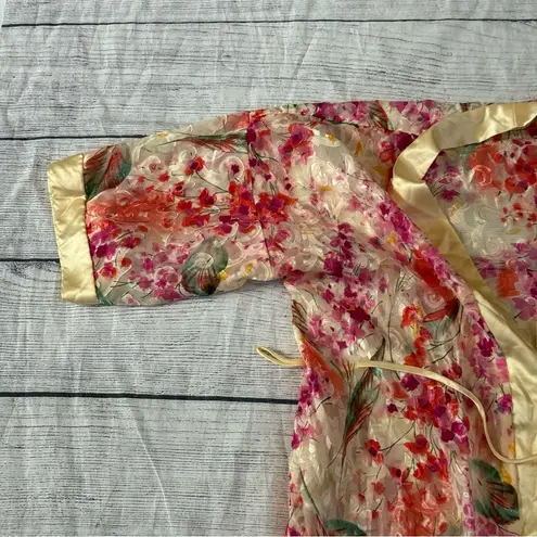 Vintage Inner Most Pink Yellow Floral Robe Missing Belt Size Small Floral Kimono