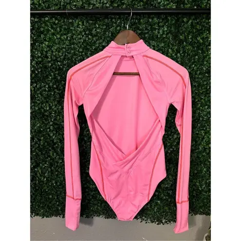 Free People  HAH  Gloves Off Bodysuit Swimsuit In Electric Pink Sz Small-NWOT