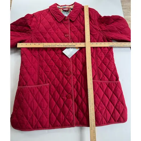 L.L. Bean Women’s Red Quilted Riding Equestrian Jacket Plaid Lining Size XL