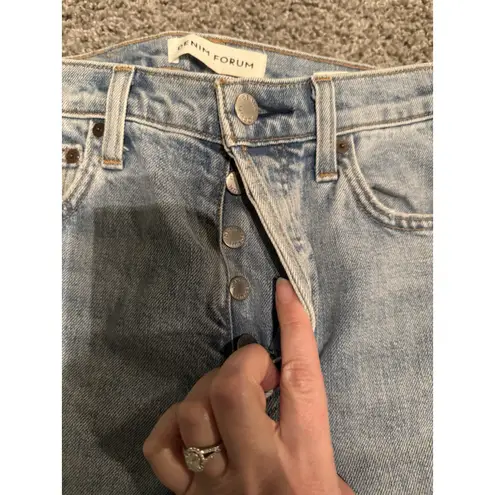 Denim Forum Women's the Arlo High Rise Straight 28L Jeans W25 Blue Size 25