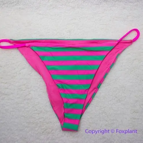 Beach Riot NEW Chloe 90’s stripe pink green bikini bottom, size L