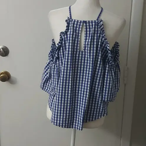 Abound  Gingham Cold Shoulder Blouse Size M