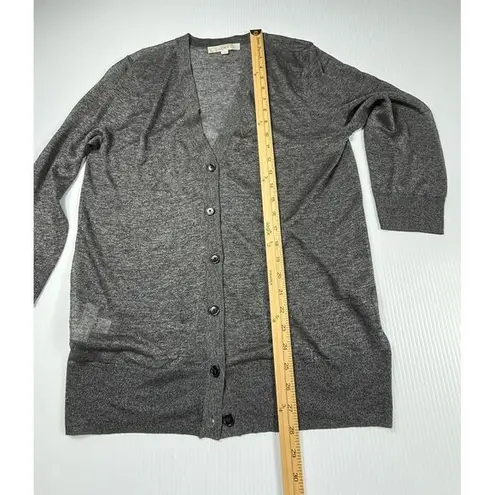 Loft  Gray Long‎ Button Front Cardigan Sweater Classic Layering Essential L