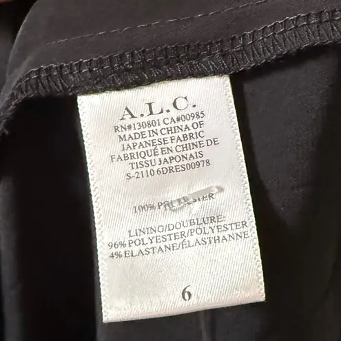 ALC Frank A.L.C. Aries Satin Pleated Maxi Dress Black Sz 6