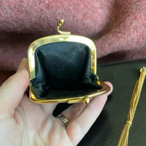 Stunning 1950s or early 1960s Morris Moskowitz Saffiano Leather evening bag Black