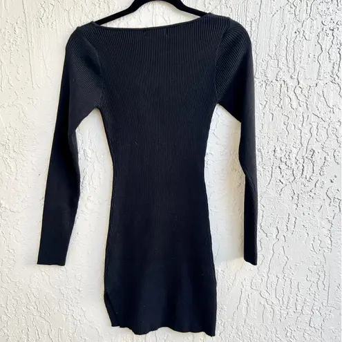 NWT Rumours Has It You Look Divine Ribbed Knit Mini Dress Black Women's Small