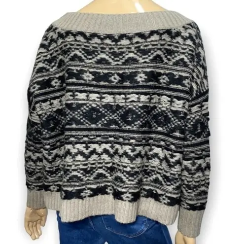 Trouvé Nordstrom M Black Tan Beige Oversized Reverse Slouchy Thick Knit Sweater Size M