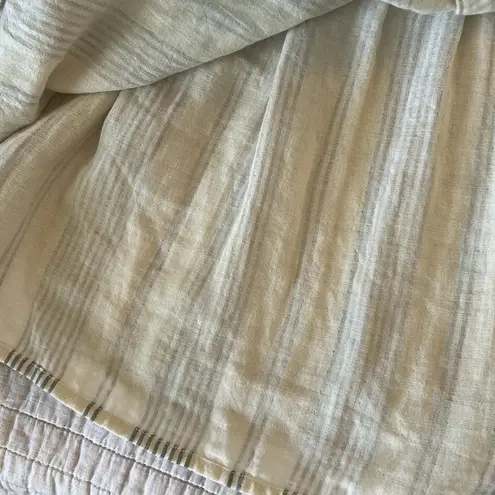 Pact cottage 100% organic cotton coastal beach mini cream gray striped dress Sâ