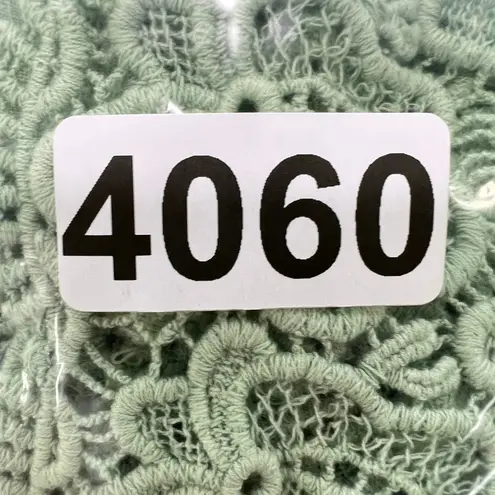 Piazza Del Tempo Lace Top Linen Blend Long Sleeve Crochet Detail Green Blouse XL