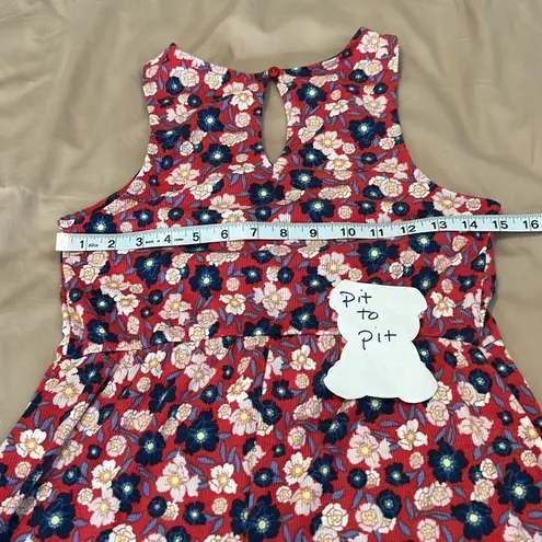 Spoiled szM red/blue flowered romper w/small opening in front & keyhole back GUC Red Size M