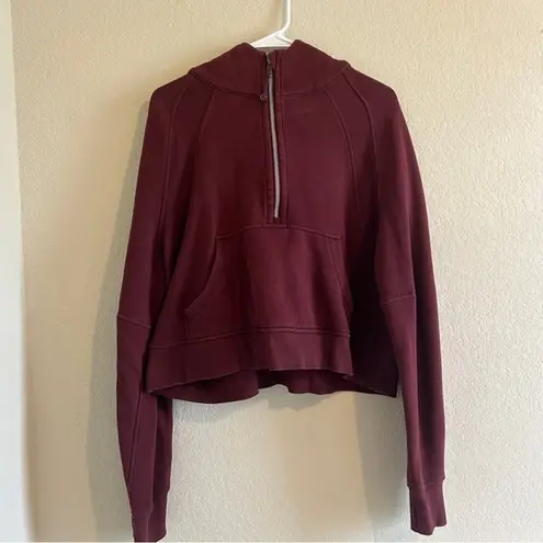 Lululemon  Scuba 1/2 Zip Cropped Hoodie Sweatshirt Womens M/L Maroon