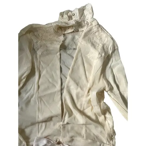 We Are HAH Take Hah Bow Reversible Lacey Bodysuit Cream Pink Women's Size S NWT