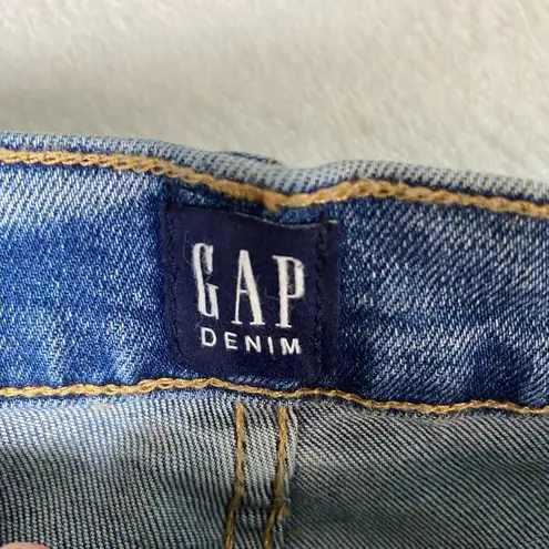 Gap  Sz 12 / 31R High Rise Cigarette Denim Blue Jean Light Indigo Wash Button Fly