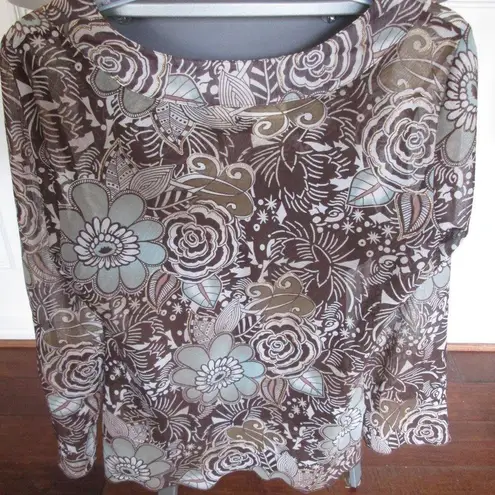 2 pc Brown Floral sheer top w/cami