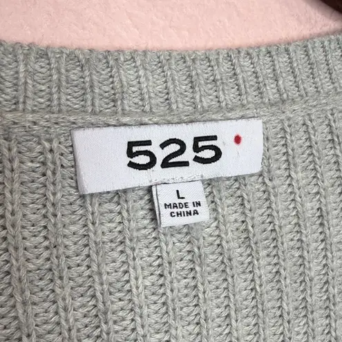 525 AMERICA EMMA: CREWNECK SHAKER STITCH COTTON SWEATER. SIZE L Gray Size L