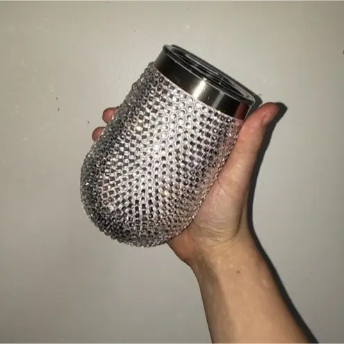 Bling Tumbler Cup Wine Rhinestoned Silver