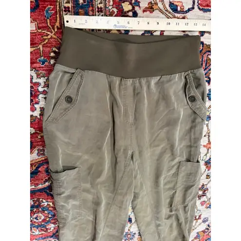 Maeve by Anthropologie Cargo Jogger Pants Olive Green Pull-On Cotton Blend