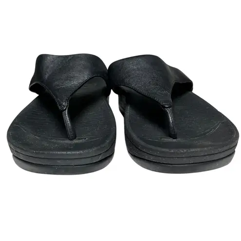 FitFlop Leather Black Sandals US 9 EU 41 Flip Flops Style 288-001