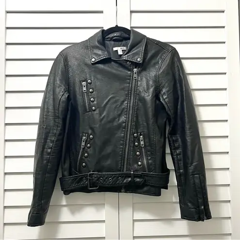 Amuse Society Black Vegan Leather Jacket - Moto Jacket Size Small