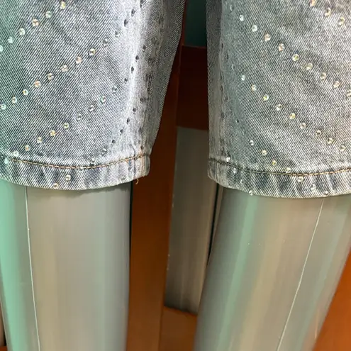 Light Blue Rhinestone Studded casual loose Jean Shorts Size L